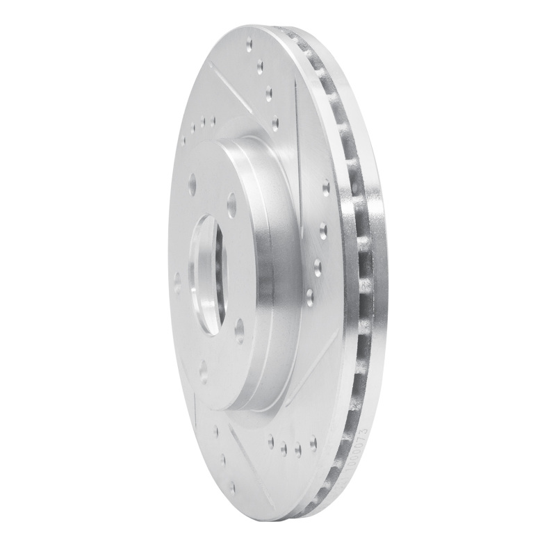 Nissan Sentra Brake Rotor (1) - Front Right - R1 Concepts - Drilled & Slotted - Silver - `13-`19
